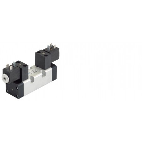Electroventil 5/2, Bistabil, actionat electric cu 2 bobine, revenire elector-pneumatica