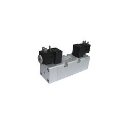 Electroventil ISO3 5/2, Bistabil, actionat electric cu 2 bobine,revenire electro-pneumatica