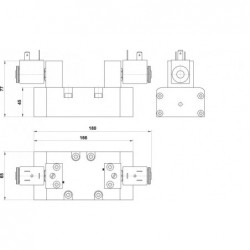 Electroventil ISO3 5/2, Bistabil, actionat electric cu 2 bobine,revenire electro-pneumatica