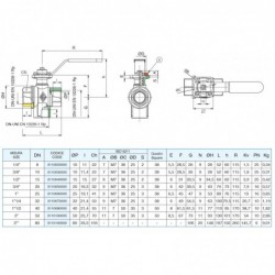 3110 T Robinet actuator 3/2 T alama 120C, PTFE, sfera alama, ISO 5211