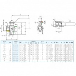 3210 L Robinet actuator 3/2 L alama 120 C, PTFE, PTFE, sfera alama, ISO 5211