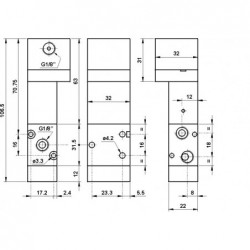 Ventil 3/2, bistabil, actionat pneumatic, revenire arc, presiune actionare 0.3bar