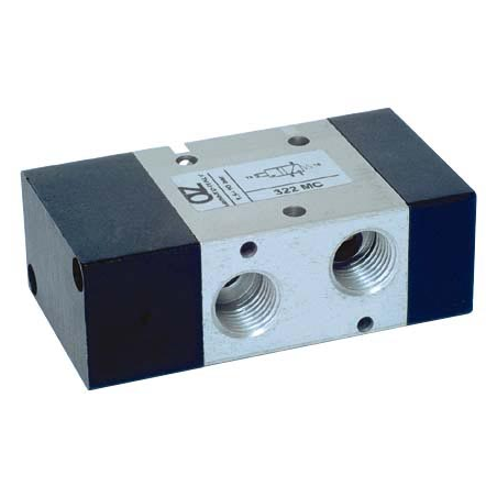 Ventil 3/2, NC, actionat pneumatic, revenire arc