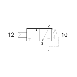 Ventil 3/2, NC, actionat pneumatic, revenire arc