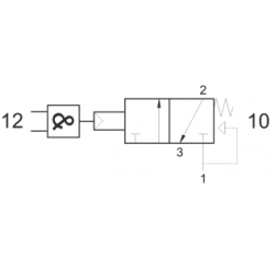 Ventil 3/2, comanda pneumatica cu element integrat SI, revenire arc