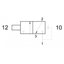 Ventil 3/2, NC,comanda pneumatica, pilotare interioara pneumatica cu arc