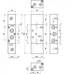 Ventil 5/2, comanda dubla pneutatica cu element logic ''SAU" integrat