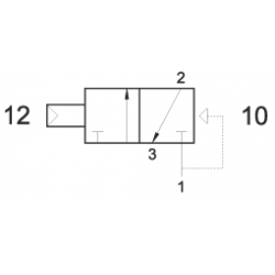 Ventil 3/2, NC, comanda pneumatica, revenire pneumatica