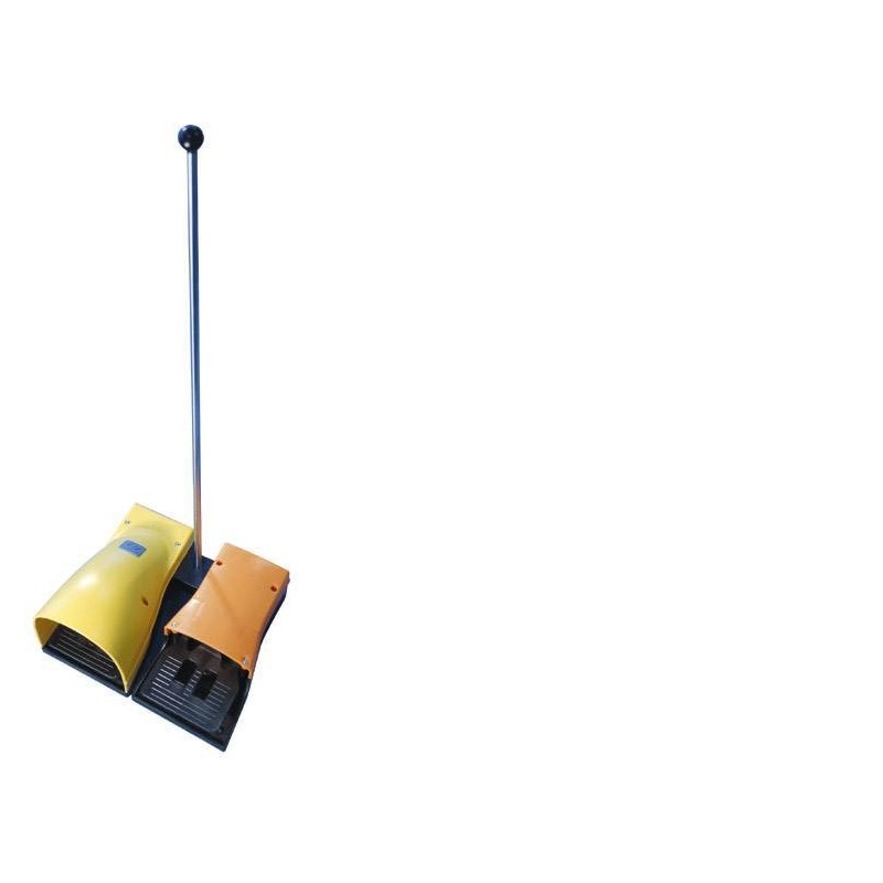 Pedala dubla monostabila 5/2, alimentare aer G1/4 " cu protectie + pedala de contact electrica NC-NO, bistabila fara protectie