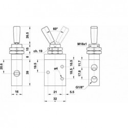 Ventil manual 3/2, alimentare aer G1/8, bistabil