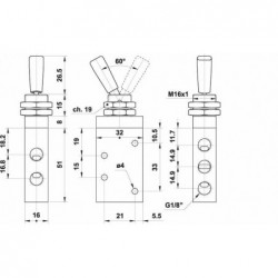 Ventil manual 5/2,alimentare aer  G1/8, bistabil